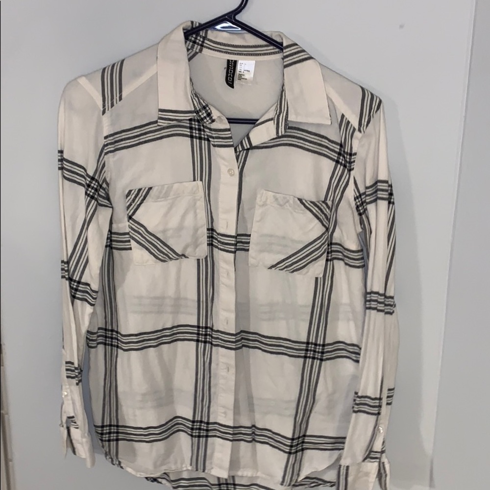 Divided black and white plaid shirt